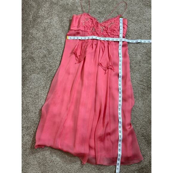 Rebecca Taylor Silk Pink 100% Silk Midi Babydoll Spaghetti Strap Dress 90s Y2k 6 - Picture 6 of 11